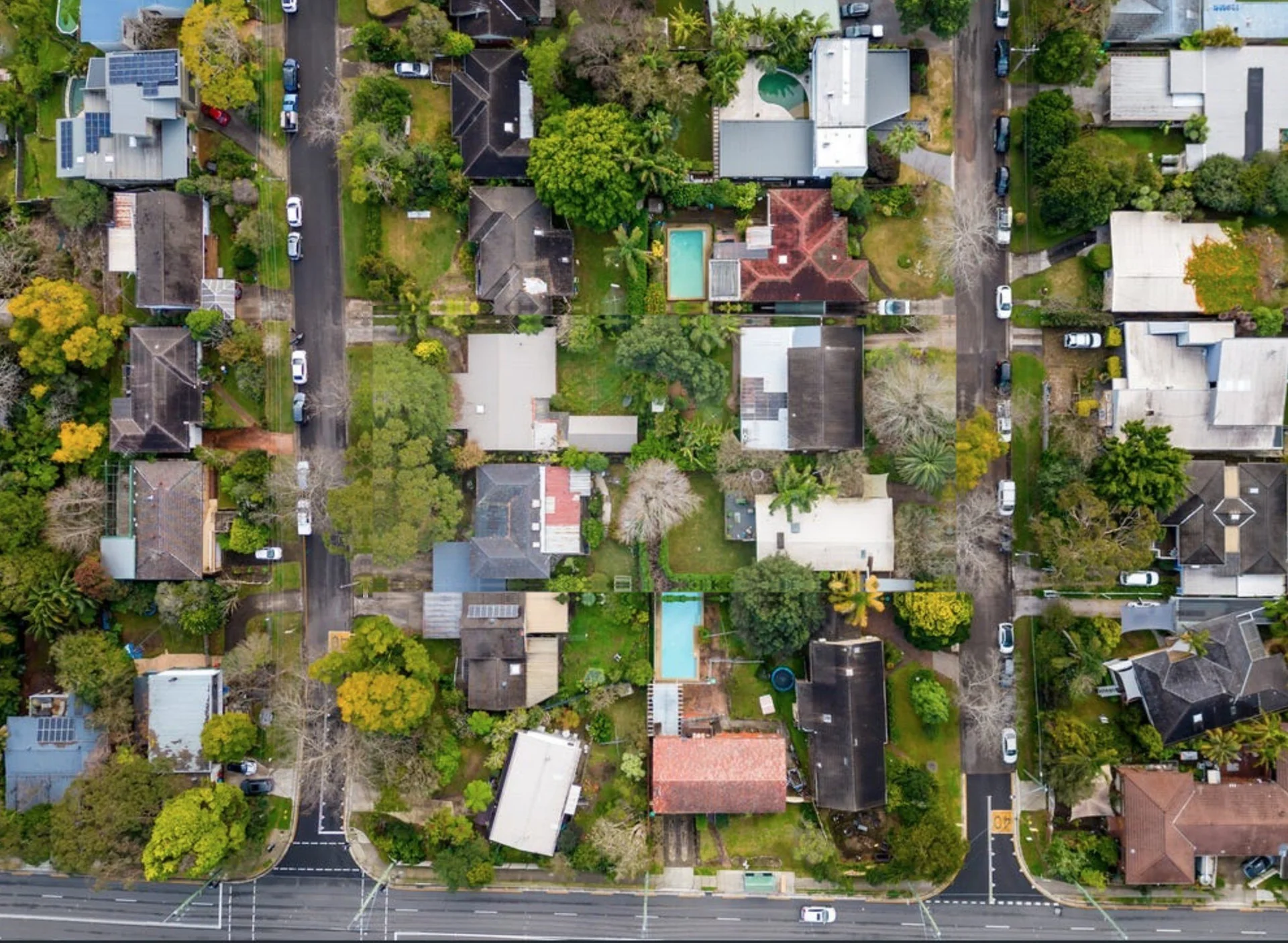 Aerial view of houses in Frenchs Forest