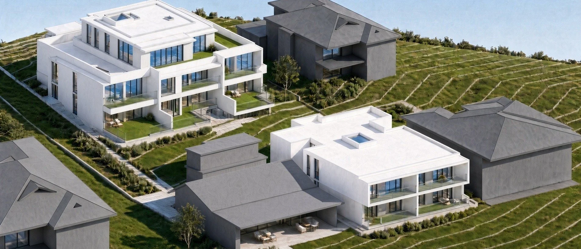 Concept design of seniors apartments on a sloping site in Cromer